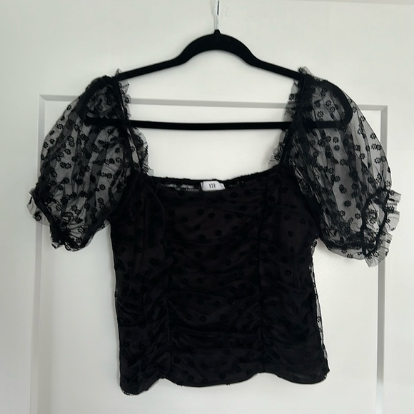 Sheer Black Floral top - Picture 1 of 4